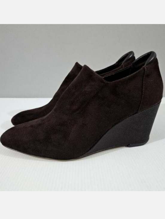 Donald J. Pliner Shoes - Donald Pliner Tanah Wedge Bootie Womens 9.5 Brown Stretch Suede Shootie Fall